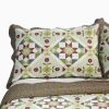 [Blooming Flowers] Cotton 3PC Vermicelli-Quilted Printed Quilt Set (Full/Queen Size)