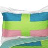 [Lollipops - A] Vermicelli-Quilted Patchwork Geometric Quilt Set Full/Queen